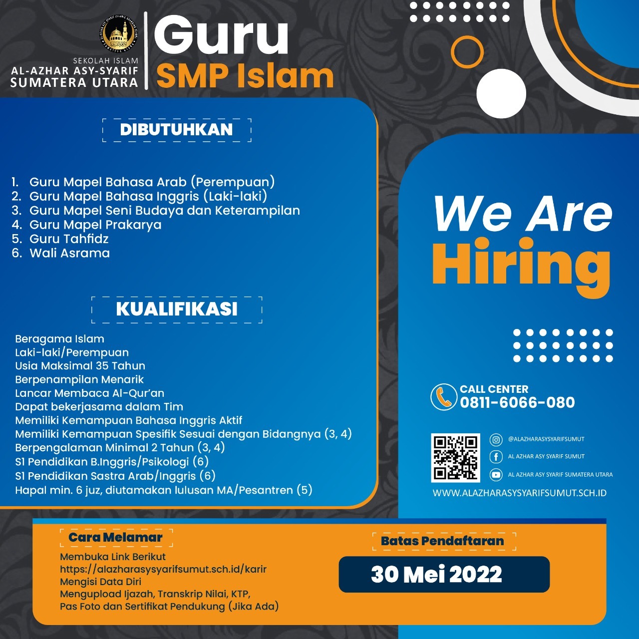 Lowongan Kerja GURU SMP ISLAM PESANTREN AL AZHAR ASY SYARIF SUMATERA UTARA